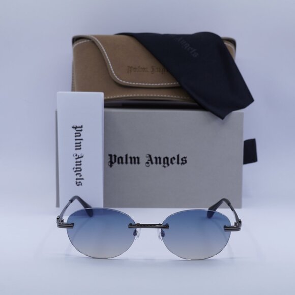 Palm Angels PERI10H CRYSTAL 1007 Oval Sunglasses - Gunmetal/Blue Gradient - Picture 3 of 10